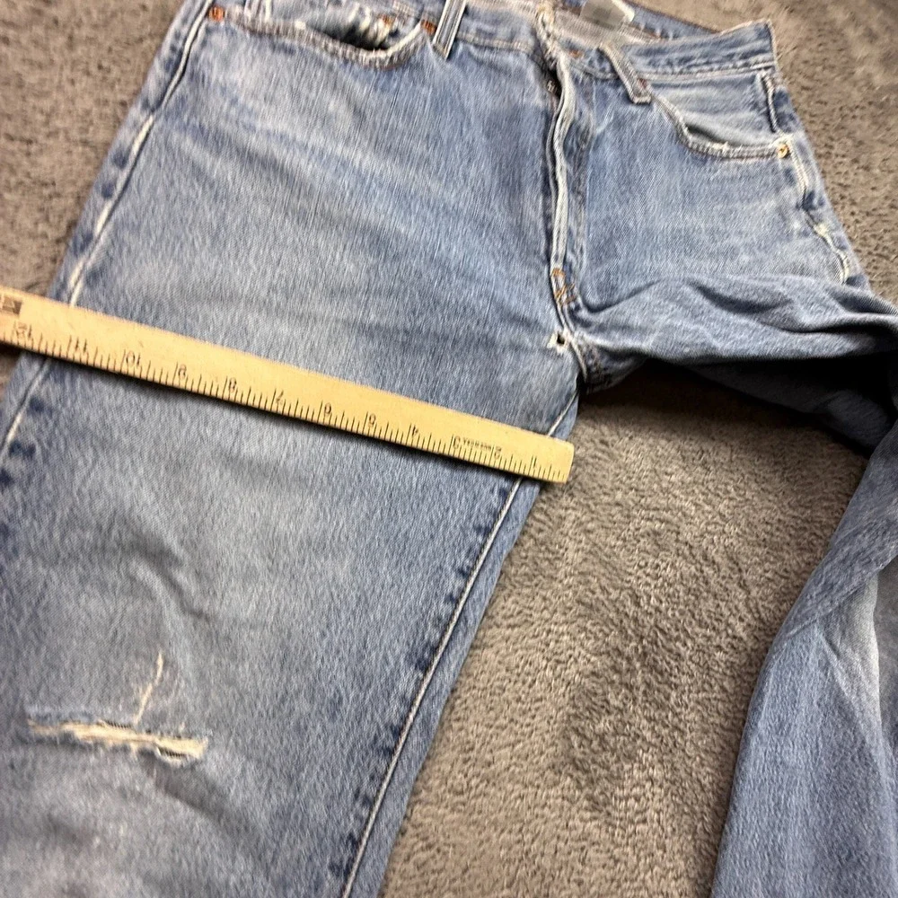 Y2K Vintage Levis 501 Jeans Mens 34x34 Distressed Light Wash Denim Button Fly